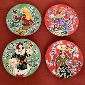 Holiday Plates, set of 4 - dessert / salad / appetizer size